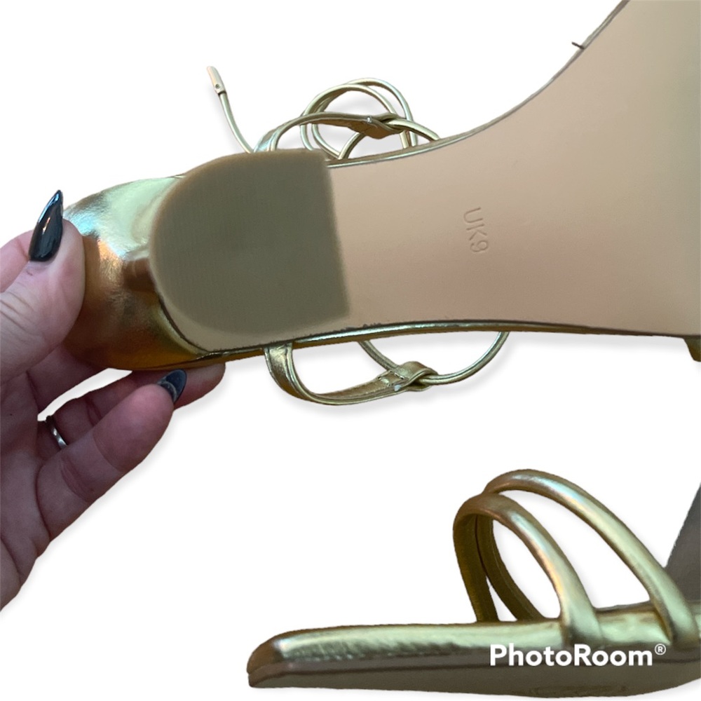 New with Box EGO Ring Top Gold Strappy Heels - Picture 12 of 15
